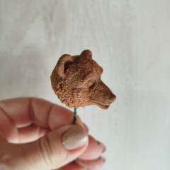 Проба себя в лепке головы медведя, делала  по МК на летнем фестивале в школе Миниатюрной  игрушки Наташи косовой