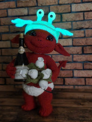 20220709_191430.jpg (177.48 КБ) 5385 просмотров Чертёнок связан по мастер классу Полиночки. Шапочка светится в темноте)))